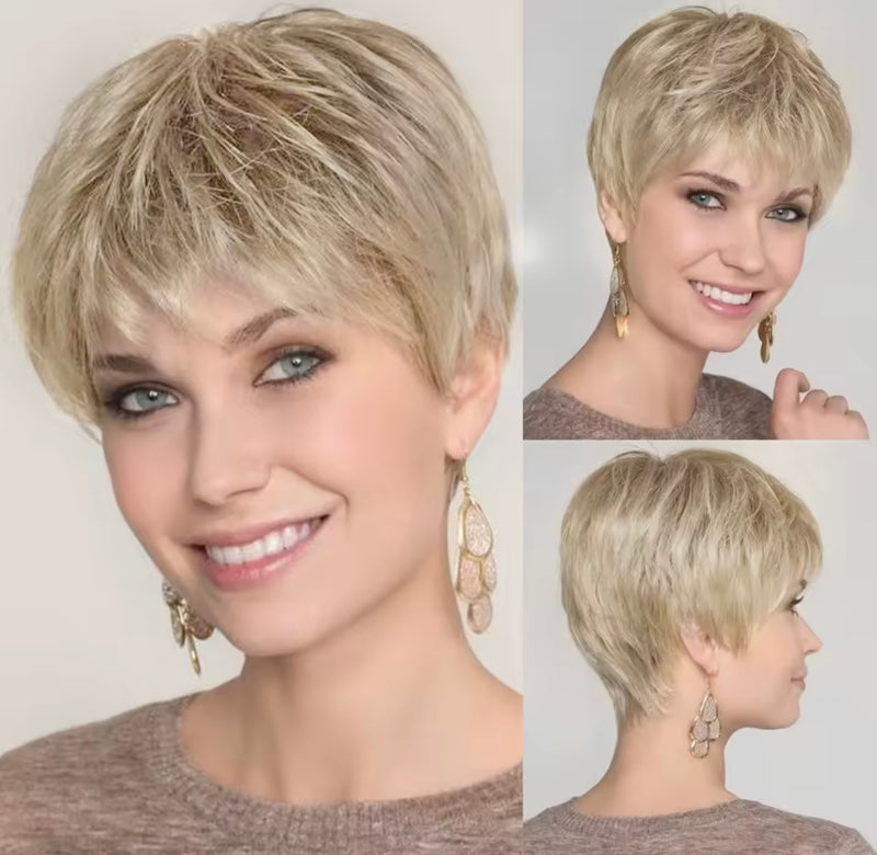 Peluca de pelo natural corta