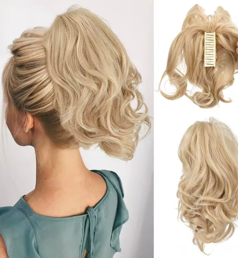 Coleta corta de pelo fibra orgánica con clip resistente al calor