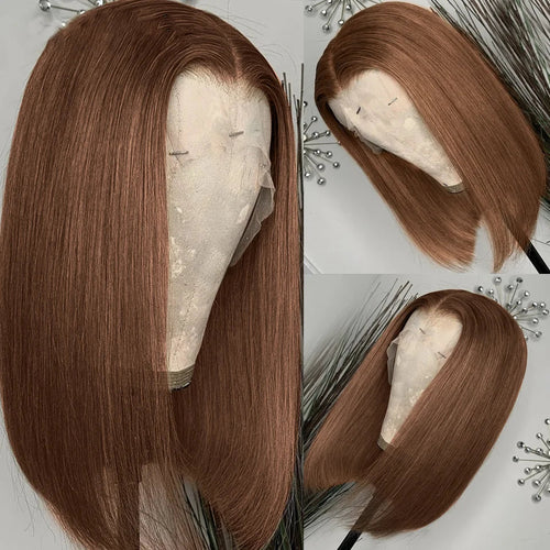 Peluca natural corta bob lisa marrón