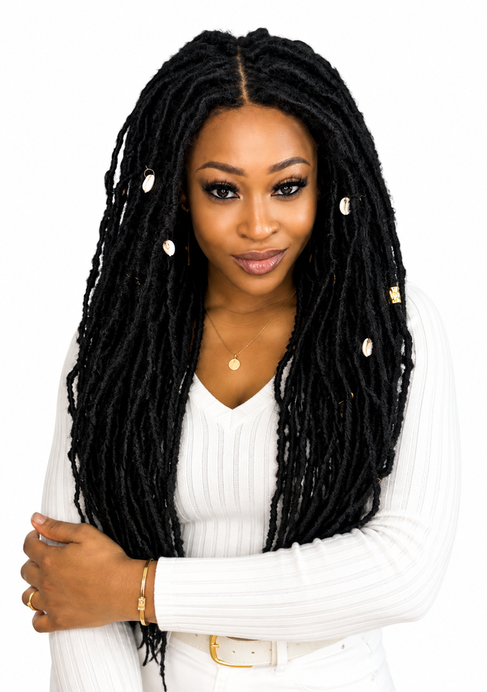 Peluca de rastas trenzada de frontal 13x4 hd transparente pelo humano brazileño (ARIELLA)