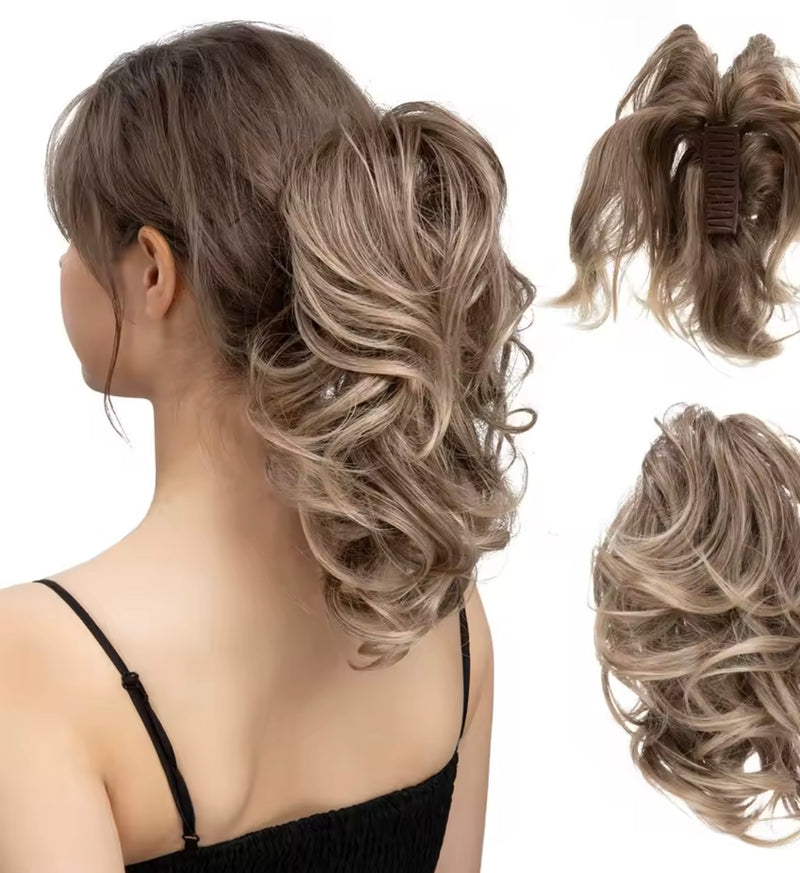 Coleta corta de pelo fibra orgánica con clip resistente al calor