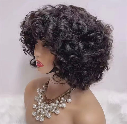 Peluca rizada ondas de pelo natural