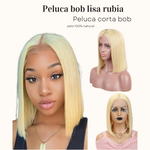 Peluca rubia corta bob  natural