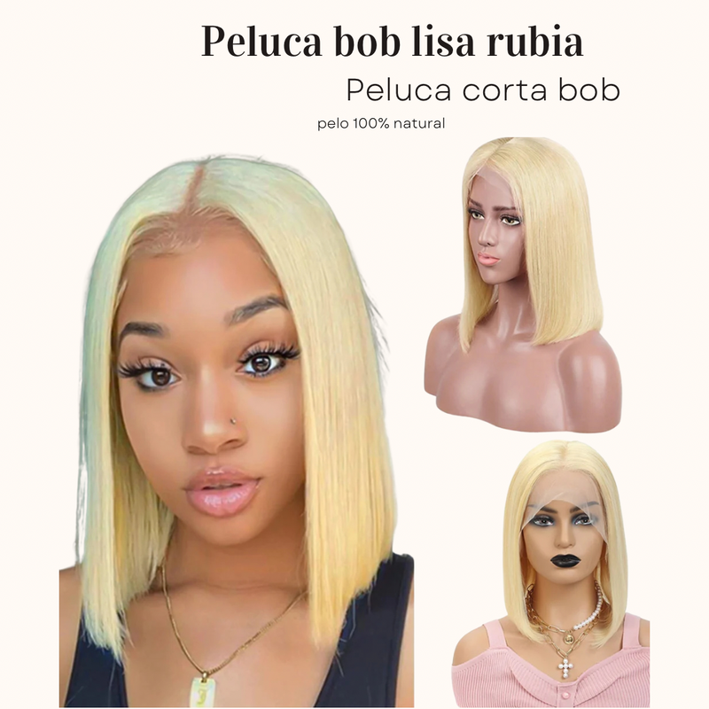 Peluca rubia corta bob  natural
