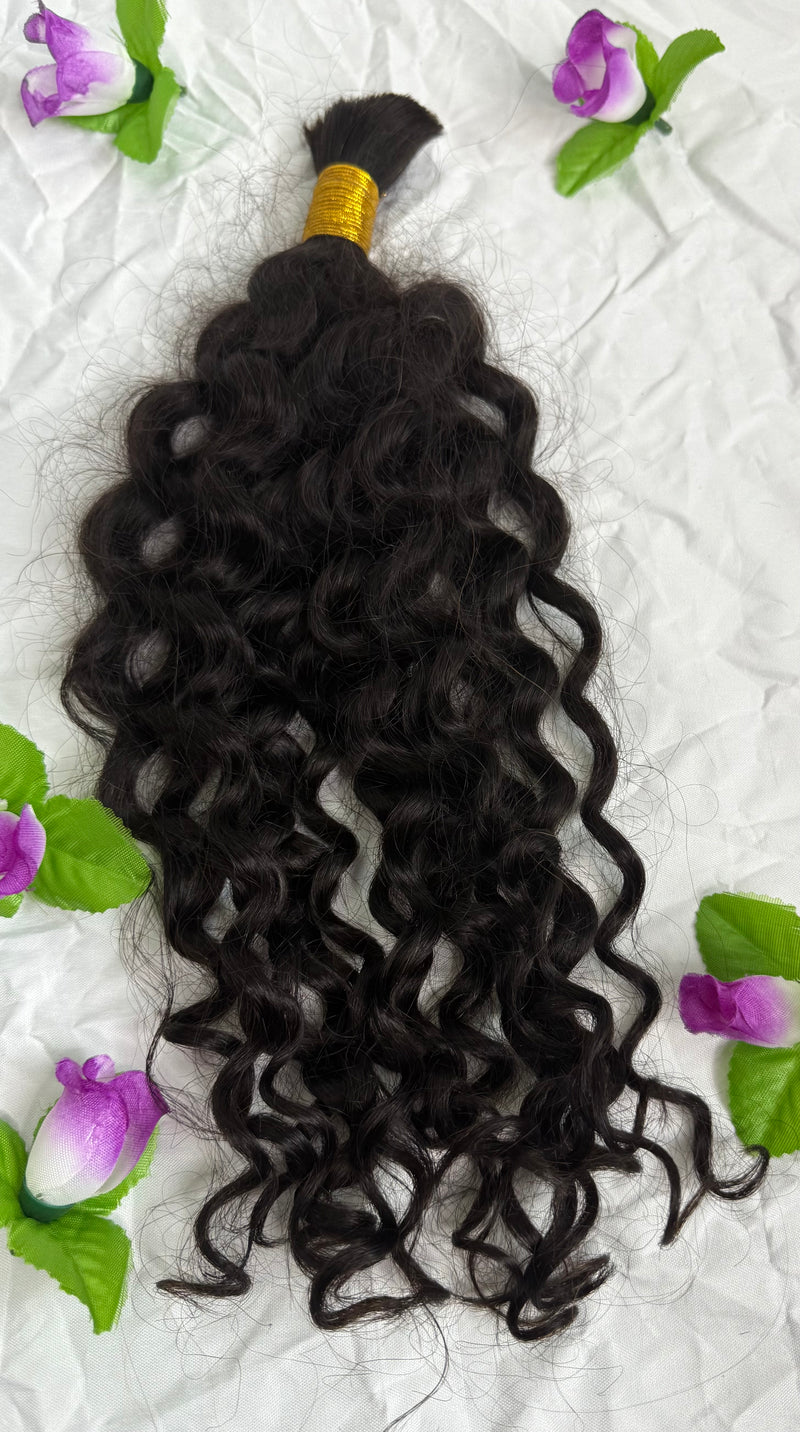 Pelo natural remy a granel, rizado, 60cm/24”, color #1b