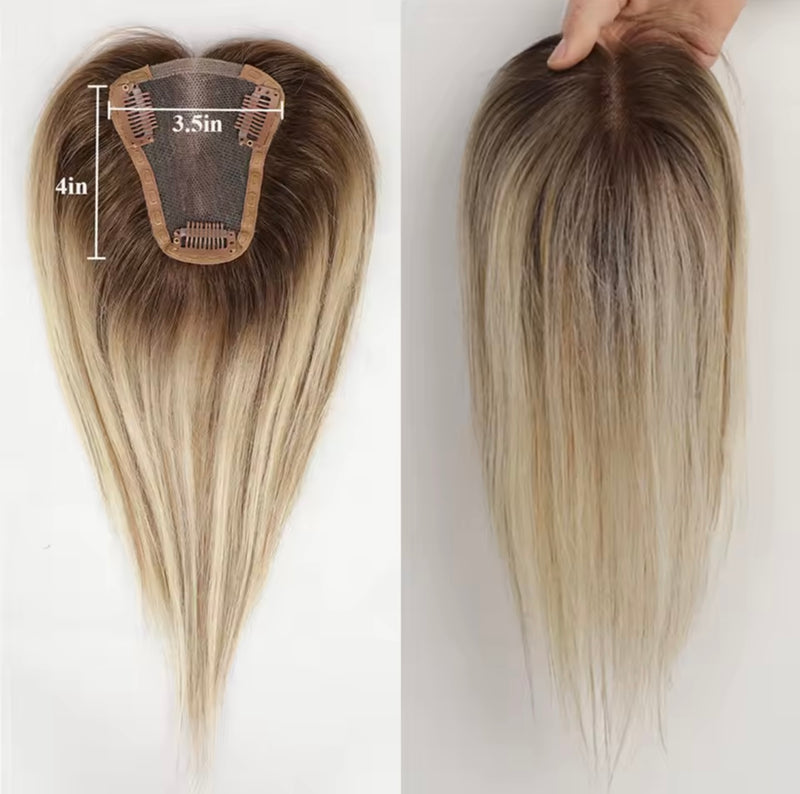 Topper natural de mujer con partición al medio