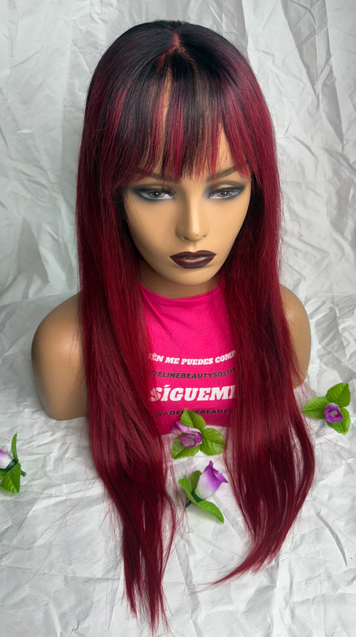 DORA, frontal 13x4 flequillo, pelo natural remy , 60cm/24”, 180% densidad. Talla m