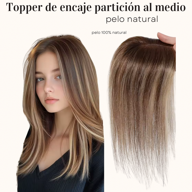 Topper natural de mujer con partición al medio