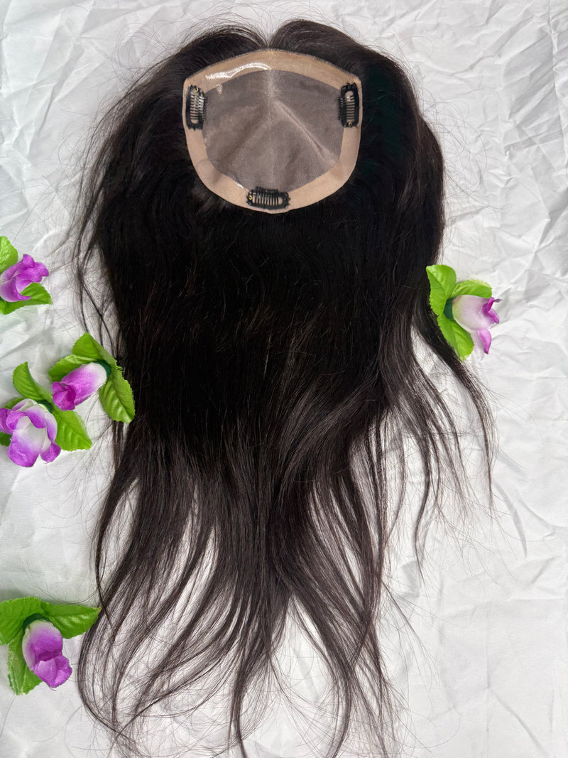 Tupe natural a base de encaje con clip, pelo natural remy europeo? 16” 6x6