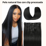 Extensiones de clip liso de pelo natural