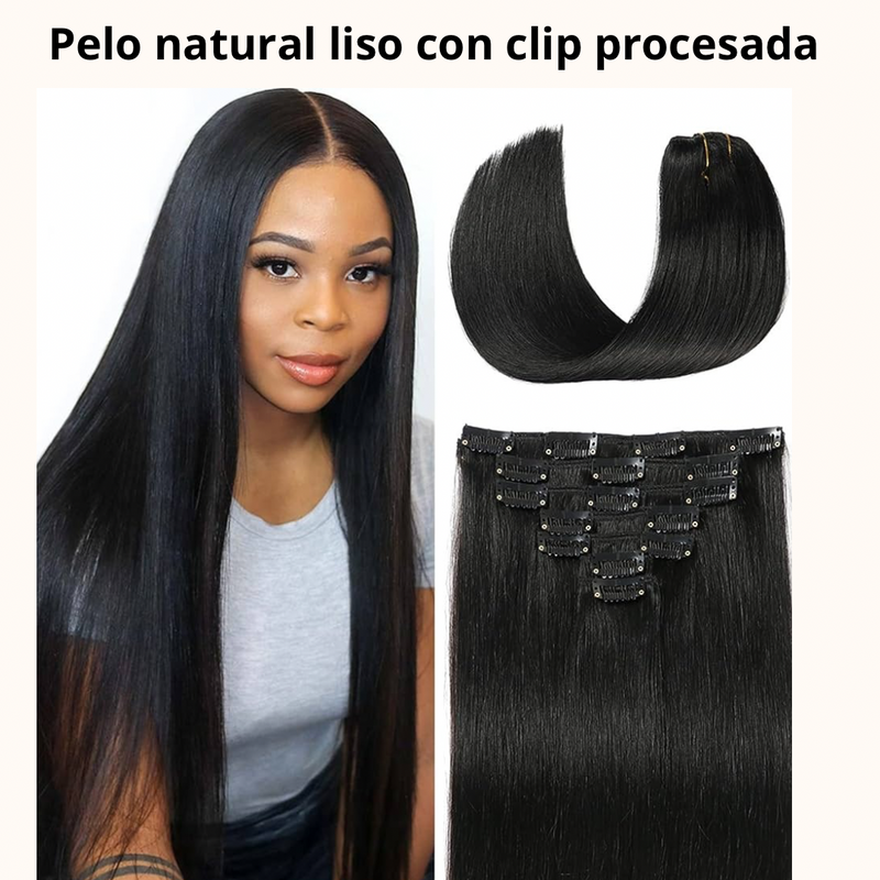 Extensiones de clip liso de pelo natural