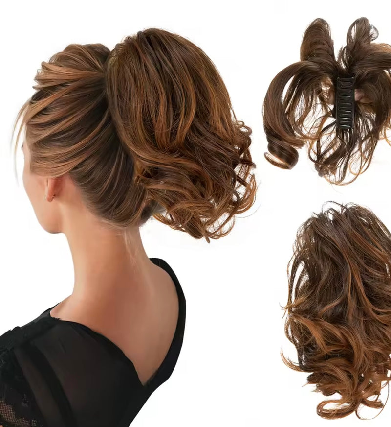 Coleta corta de pelo fibra orgánica con clip resistente al calor