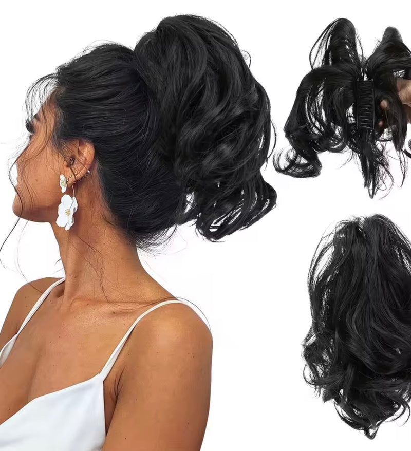 Coleta corta de pelo fibra orgánica con clip resistente al calor