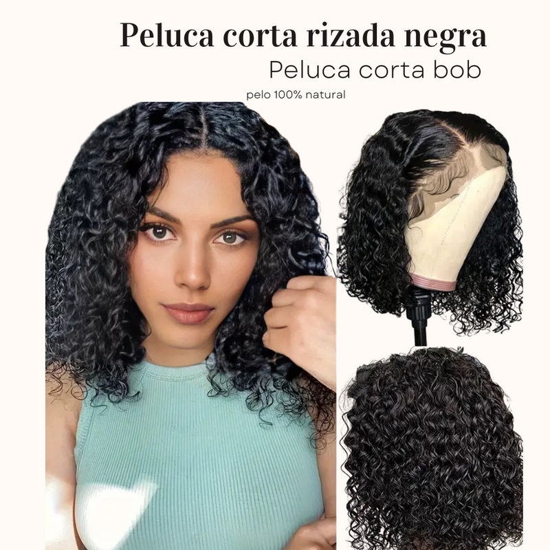 Peluca corta natural rizada
