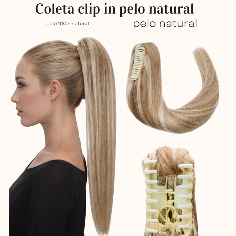 Coleta de pelo natural con clip