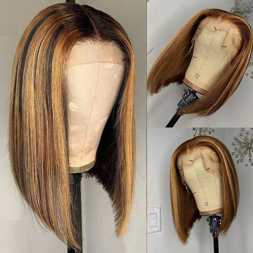 Peluca natural corta bob lisa balayage