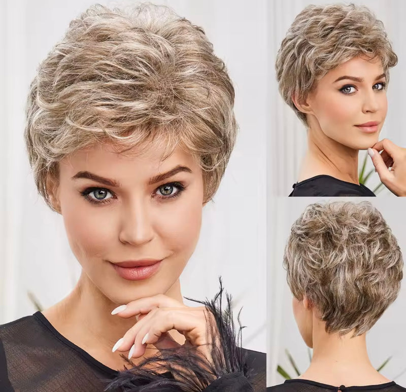 Peluca de pelo natural corta