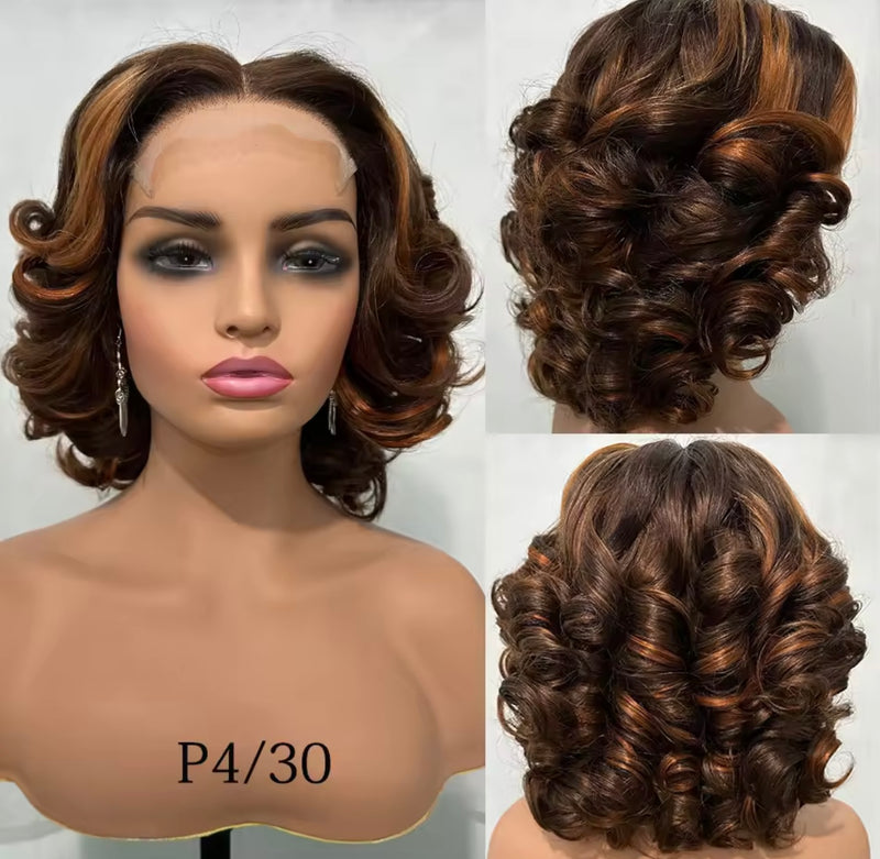 Peluca natural rizada corta rizos bouncy (Jane)