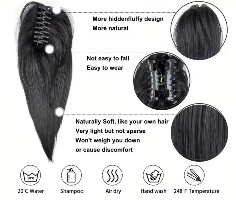 Coleta corta de pelo fibra orgánica con clip resistente al calor