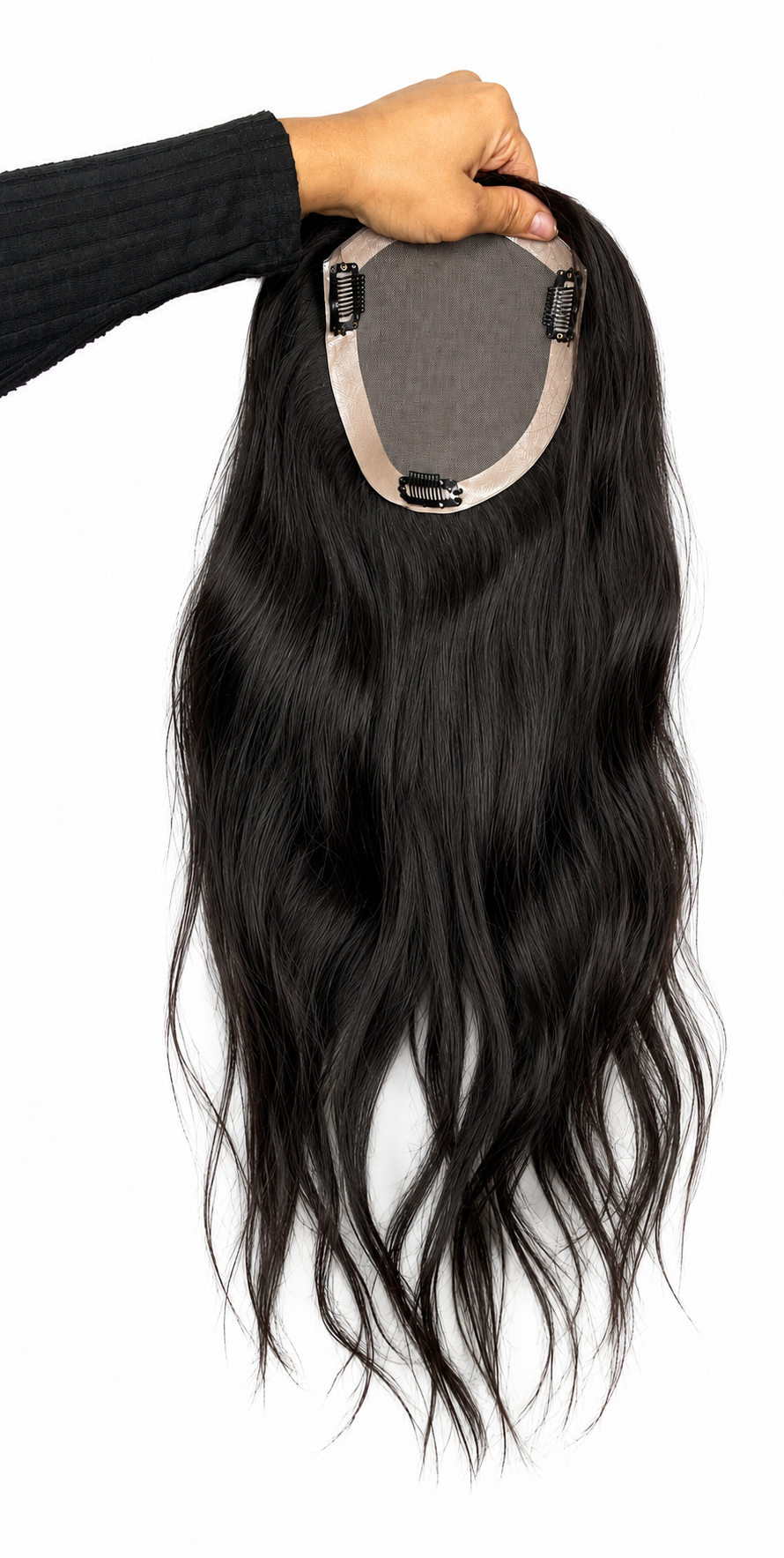 Topper de base de encaje pelo humano premium 13x15cm liso negro