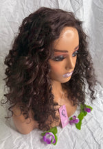 ABRIL, peluca de pelo fibra orgánico, frontal 13x4, 14”, 180% densidad, talla M