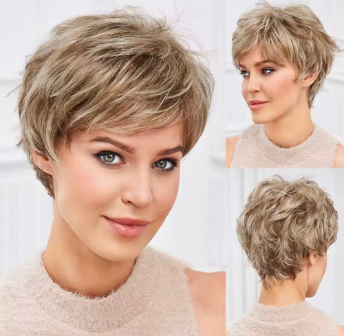Peluca de pelo natural corta