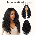 Peluca ondas afro sintética resistente al calor