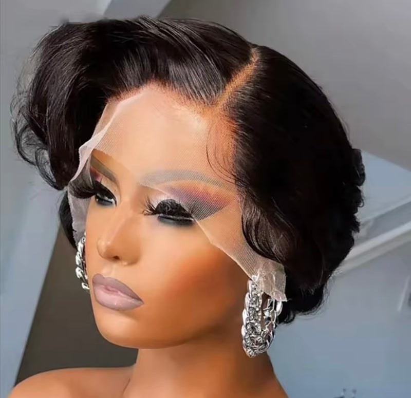 Peluca corta de frontal pelo natural