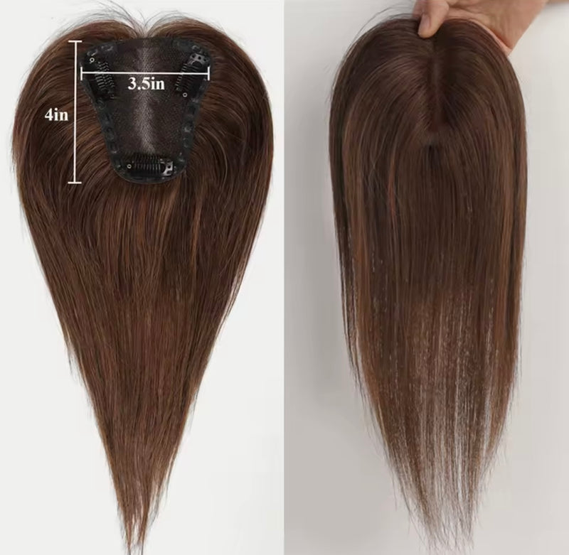 Topper natural de mujer con partición al medio