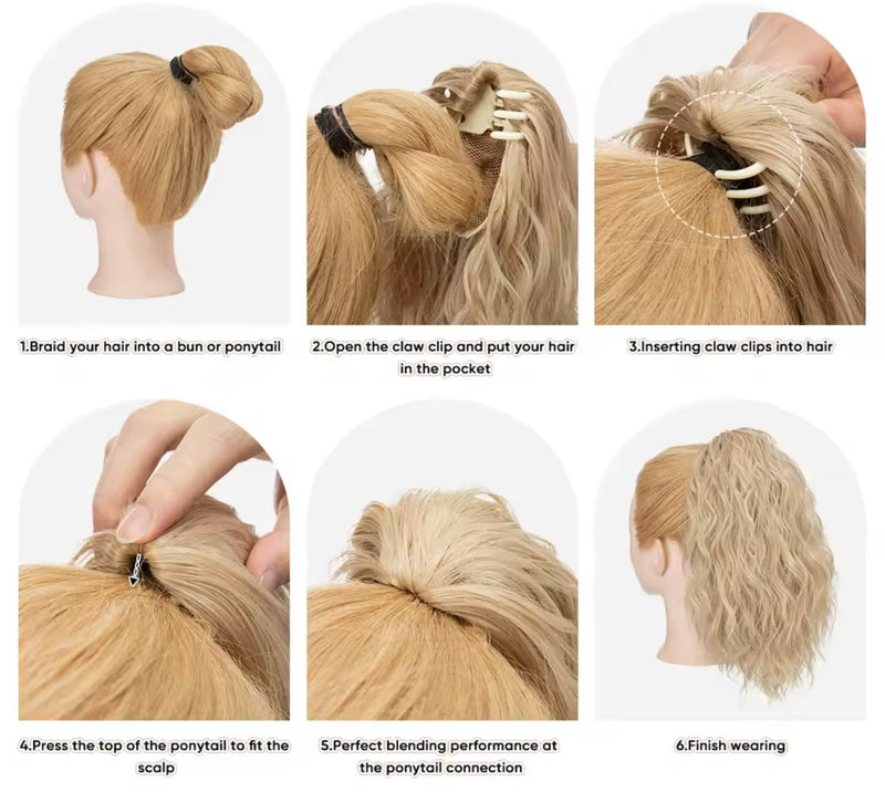 Coleta corta de pelo fibra orgánica con clip resistente al calor