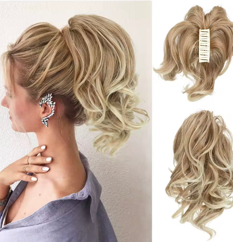 Coleta corta de pelo fibra orgánica con clip resistente al calor