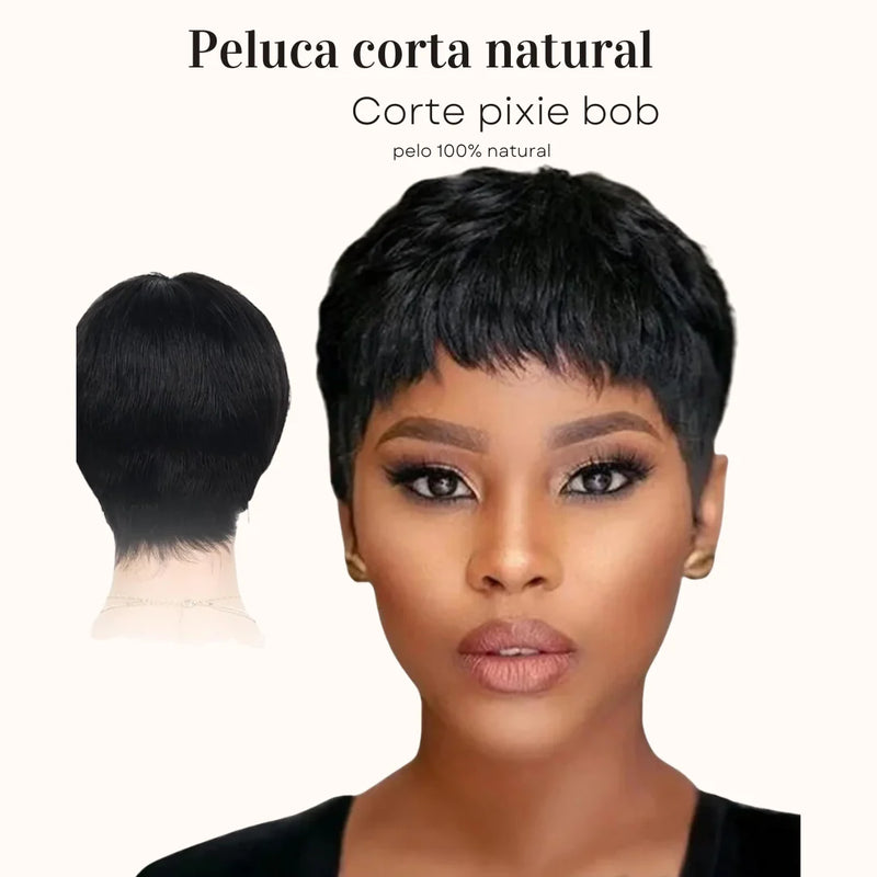 Peluca corta de pelo natural
