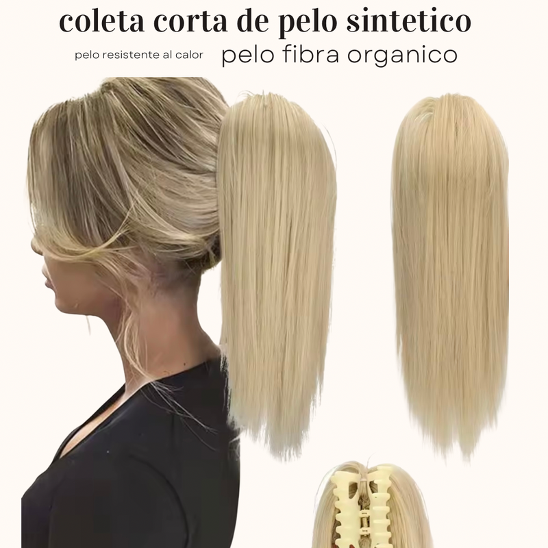 Coleta corta de pelo fibra orgánica con clip resistente al calor
