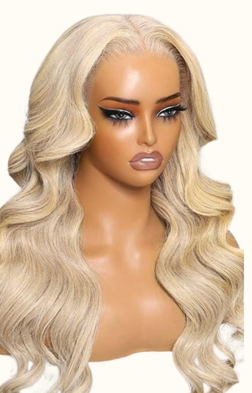 Peluca natural HD real rubia clara