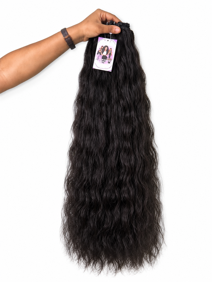 Extensiones de pelo humano 100% virgen ondulado de Origen vietnamita 200gramos, 28”/70cm color negro Natutal