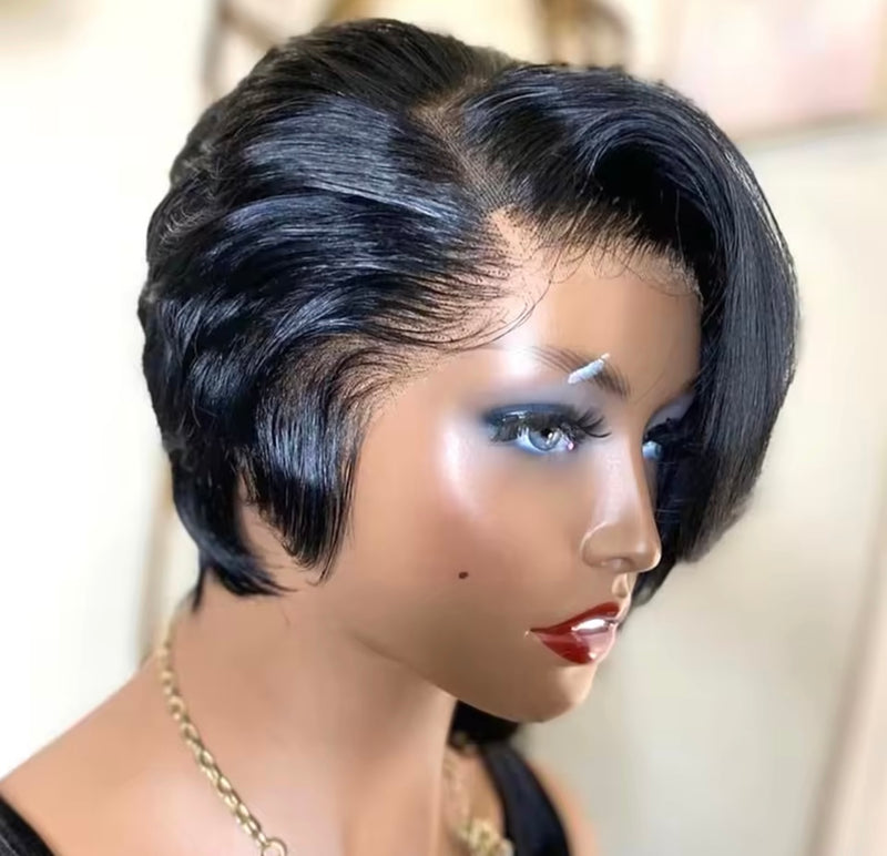 Peluca corta de frontal pelo natural