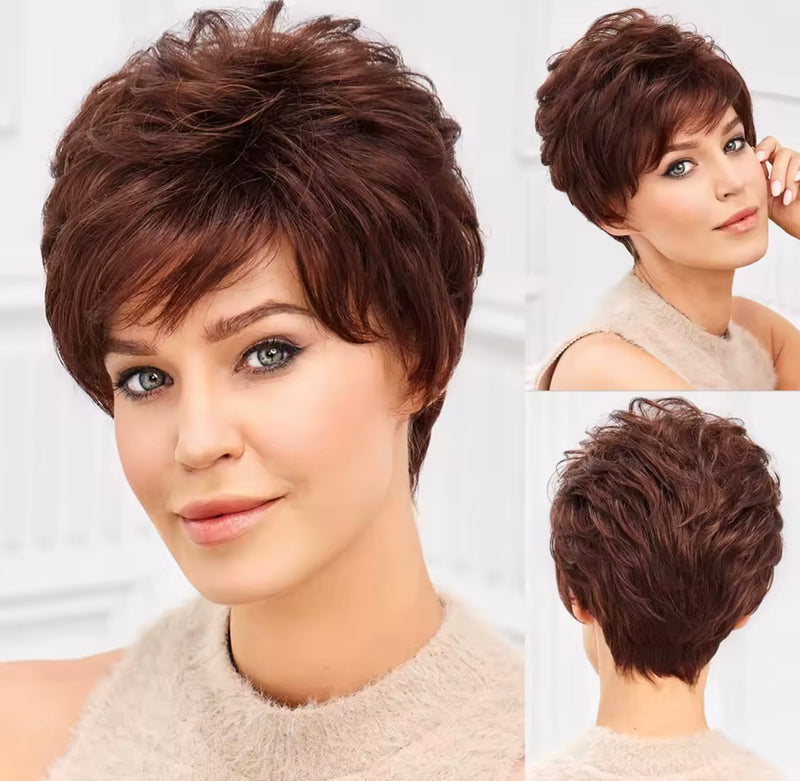 Peluca de pelo natural corta
