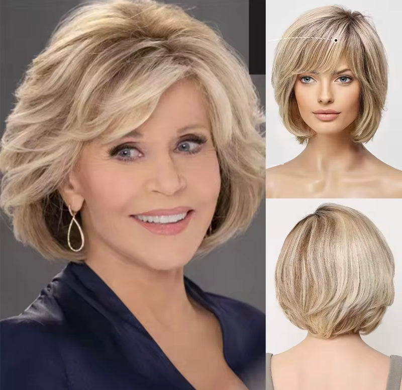 Peluca de pelo natural corta