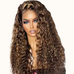 Peluca natural HD real Balayage rubio/marrón