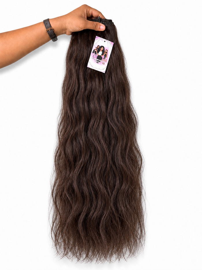 Extensiones de pelo humano 100% virgen sin procesar de Origen vietnamita ondulado 200gramos, 28”/70cm color marrón natural