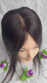 Tupe mujer a base de seda, con clip, pelo natural remy europeo,16” , 5,5x6,3